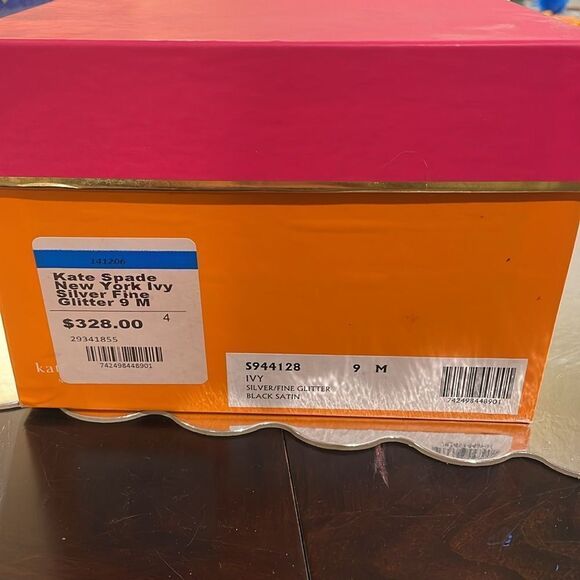 Kate Spade New York Ivy Silver Fine Glitter Black Heels Size 9 NWT - Picture 14 of 14